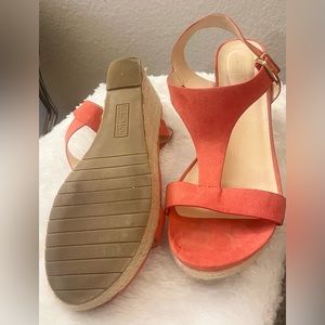 Kenneth Cole Reaction Women's Card Espadrille Wedge Spiced Coral Sandal Size 11